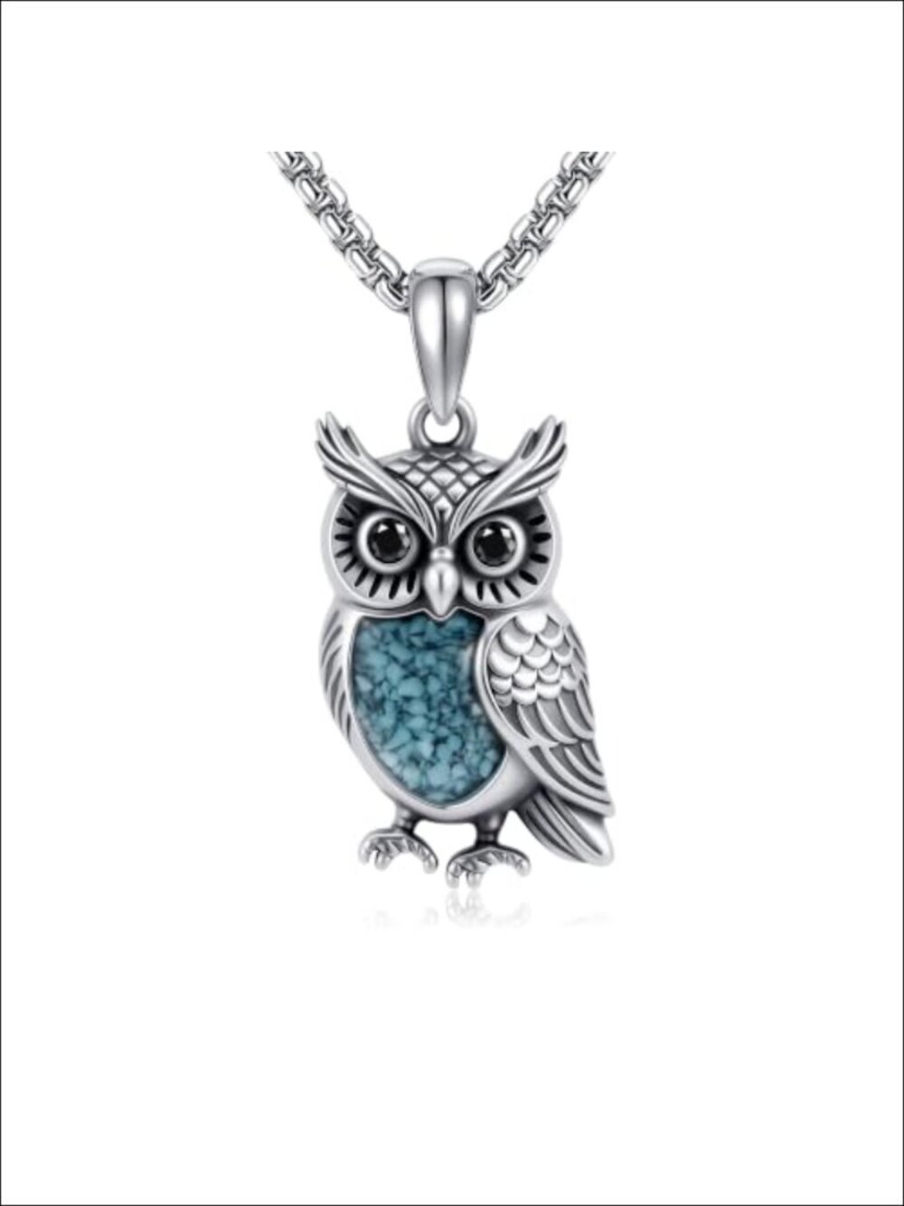 Sterling Silver Turquoise Owl Pendant Necklace 925 Hypoallergenic Jewelry Gift